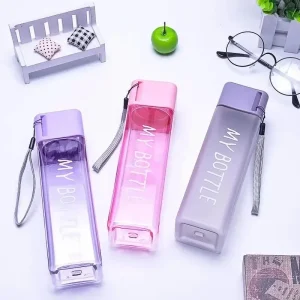 Verre à boire carré transparent en plastique, bouteille d'eau Portable avec câble de lait pour les Sports de plein air, 1 pièce