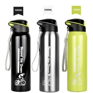 Bouteille d'eau sous vide en acier inoxydable pour vélo de Sport de plein air de 500ML, tasse d'eau de cyclisme, tasse de boisson thermique, équipement de cyclisme de voyage