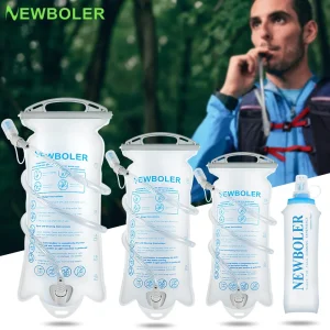 NEWBOLER 1.5L 2L 3L Sport de plein air Camping vessie d'eau course Sport vélo bouteille d'eau souple pliant TPU flacon souple sac d'eau