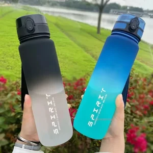 Bouteille d'eau de sport de grande capacité, carafes de fitness, tasse en plastique colorée, voyage en plein air, carafe de gym portable, 1 litre