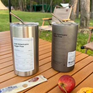 Tasse à café de 600ml, bouteille d'eau thermique en acier inoxydable avec paille, tasse à café américaine glacée, flacon sous vide Double couche