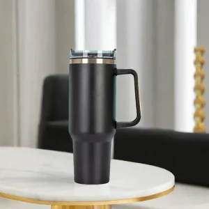 Gobelet isolé 40oz 1200ML avec poignée et paille, tasse thermique à Double paroi, tasse à café de voyage, cadeau
