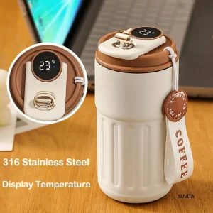 Bouteille d'eau Thermos de 450ML, affichage intelligent de la température, tasse à café sous vide en acier inoxydable, garde le froid et la chaleur, tasse thermique de voyage