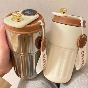 Bouteille isotherme en acier inoxydable avec affichage de la température LED, tasse à café, garde au froid et à la chaleur, tasse thermique, d'extraction à vide de voyage, 450ml