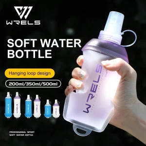 WRELS Sport de plein air bouteille d'eau Camping course vélo doux pliant TPU flacon souple sac d'eau grand diamètre lumière sans BPA
