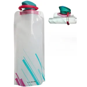 Bouteille d'eau de 23 oz, bouteille d'eau pliable, parfaite pour l'hydratation en déplacement. Convient pour la randonnée et le camping. Réutilisable, sans BPA